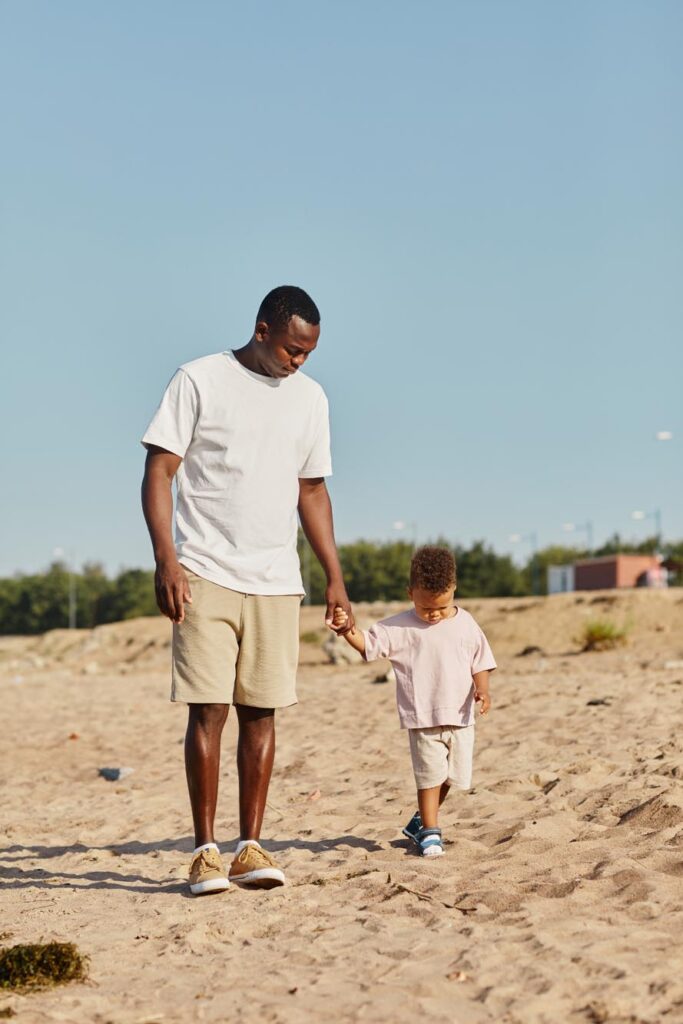 Father and Son on Beach